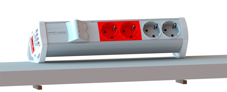 Caja superficie 2 X Rj45 tipo keystone y una toma schuko